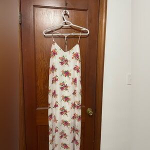 Los Angeles Apparel White and Pink Sleeveless Maxi Dress
